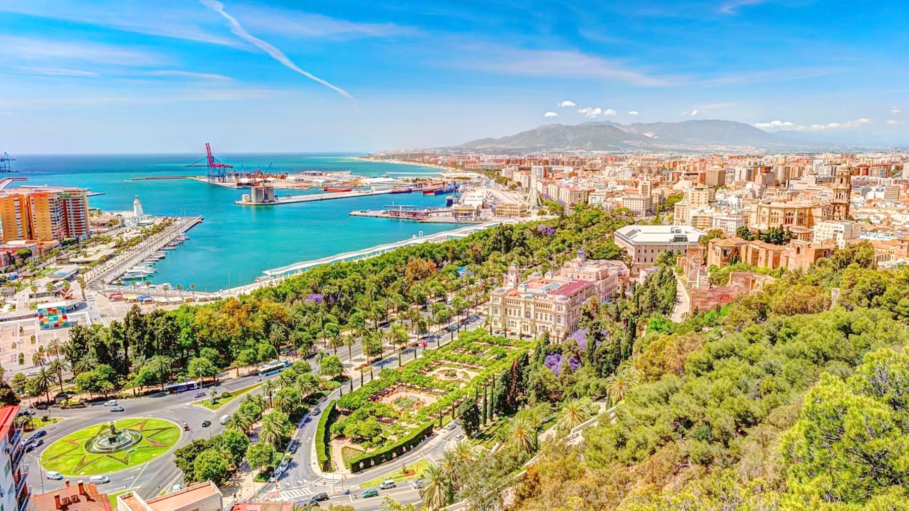 View from Gibralfaro over Málaga's port and city centre