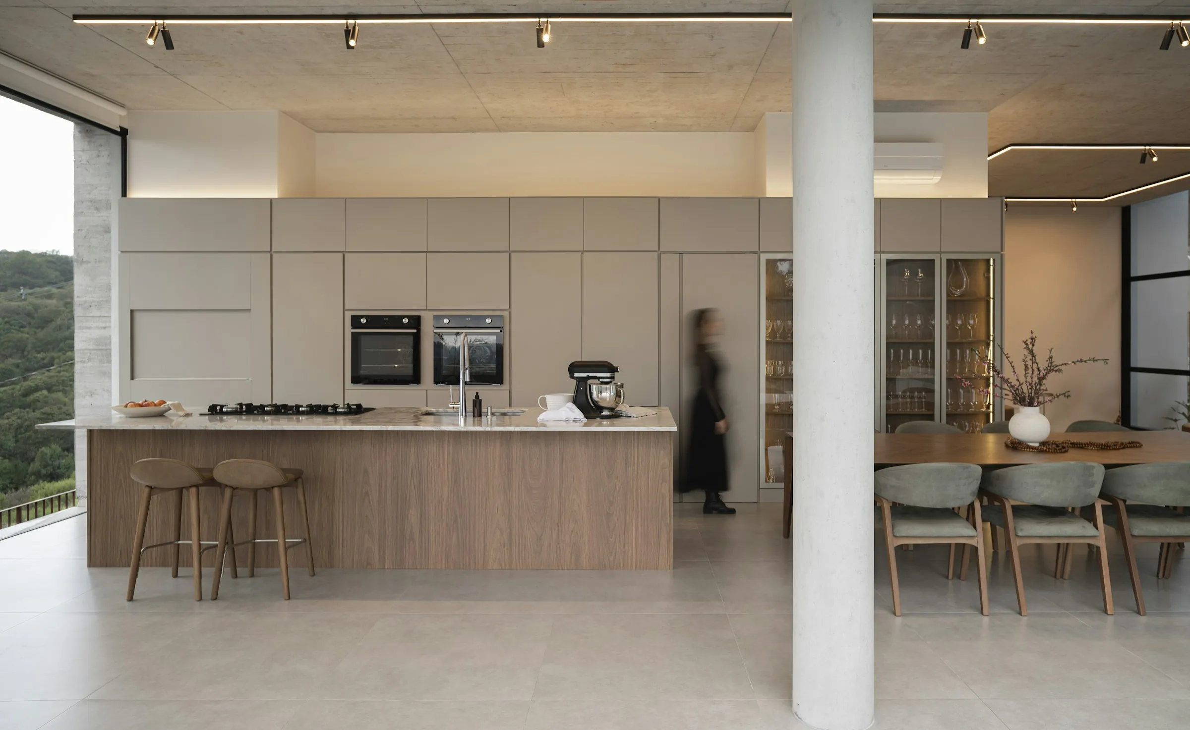 Modern fully equipped kitchen with a marble island – Malaga