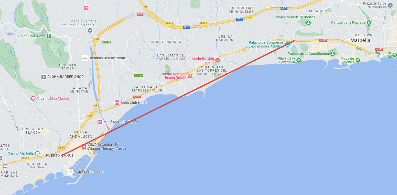 Marbella Zlatá míle na mapě
